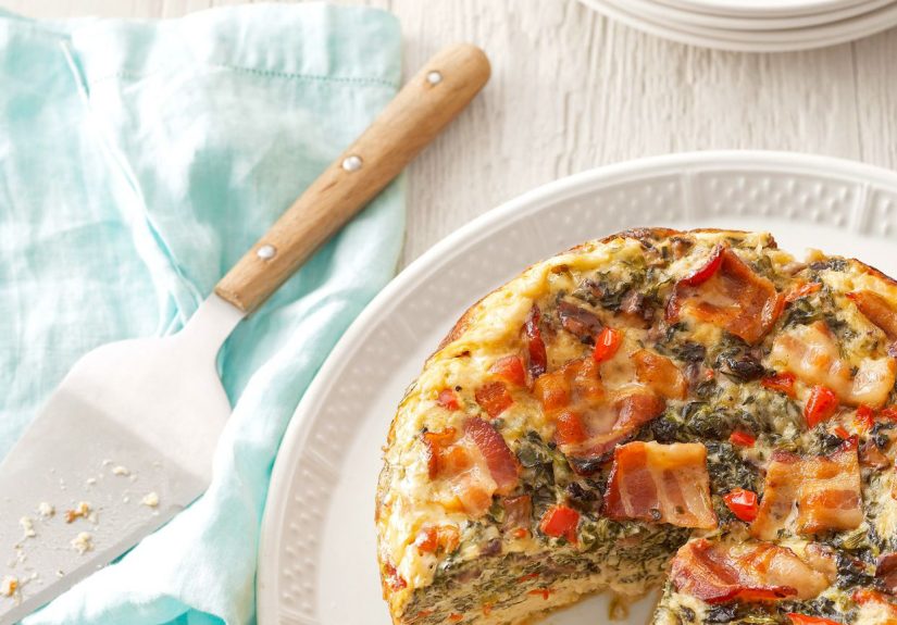 Crustless Spinach-and-Mushroom Quiche Recipe