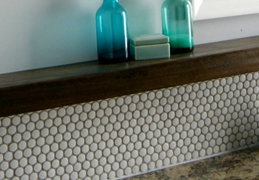 Tips for Installing a Penny Tile Backsplash + Floating Shelf