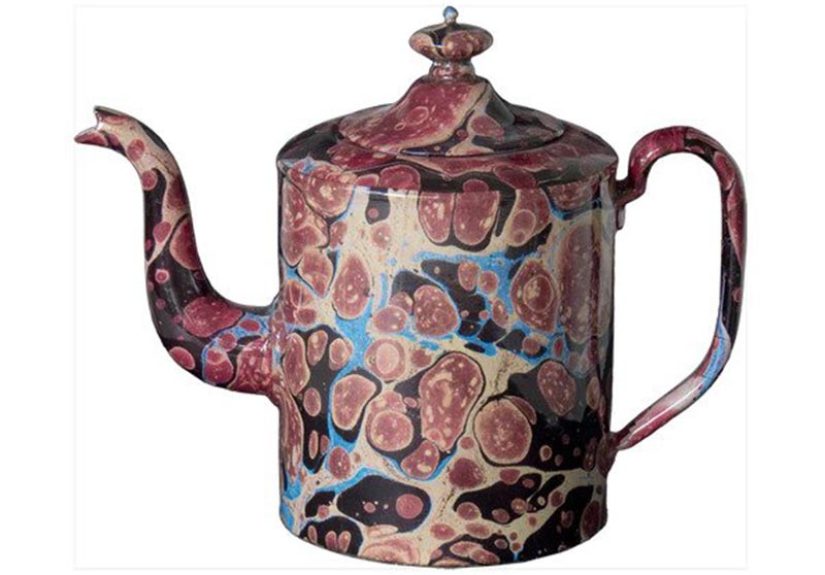 Black Blue & Red Marble Teapot- Large