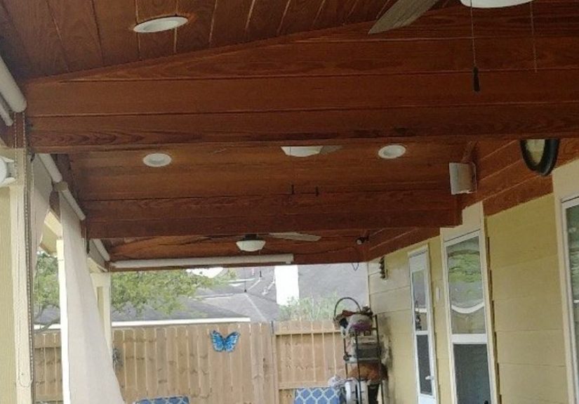 Chalk Painting Backyard Patio Ceiling/ and Back of the House