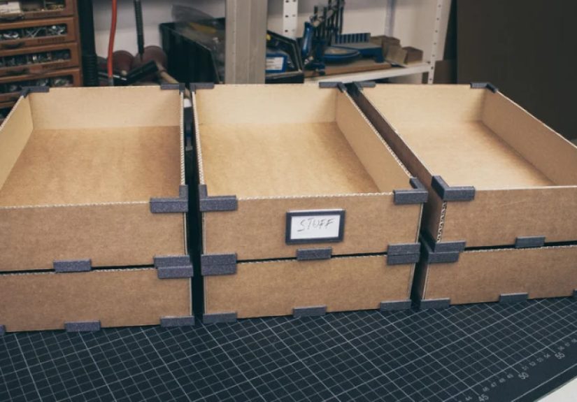 Custom Storage Boxes, From Cardboard And 3D Printed Bits