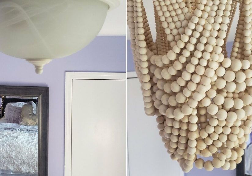How I Transformed a Boring Boob Light into a Beaded Chandelier