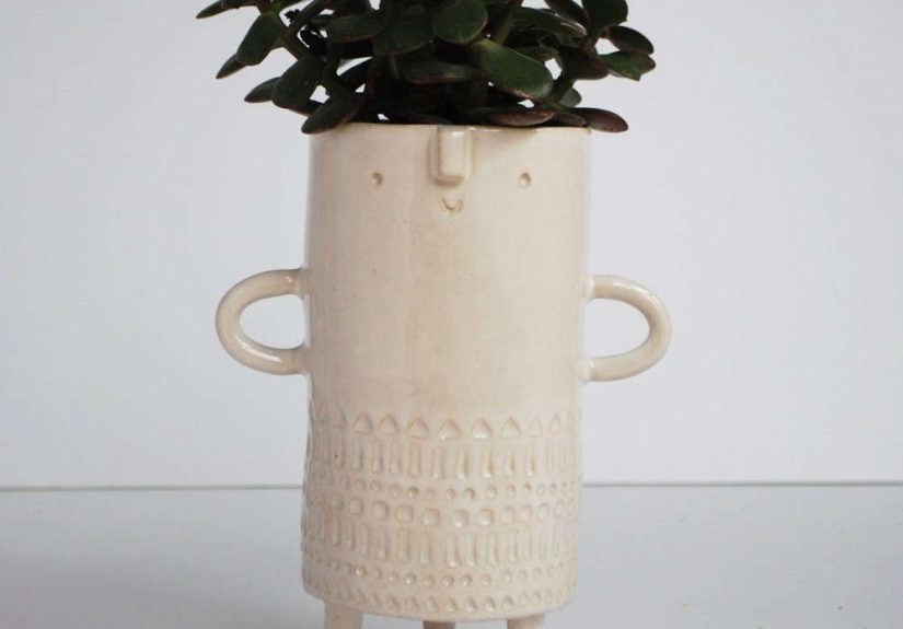 Tall Stamped Tripod Vase