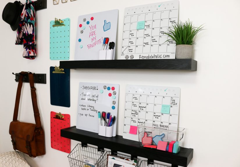 The Quickest and Easiest Way to Hang Shelves and Hooks for a Family Organization Center