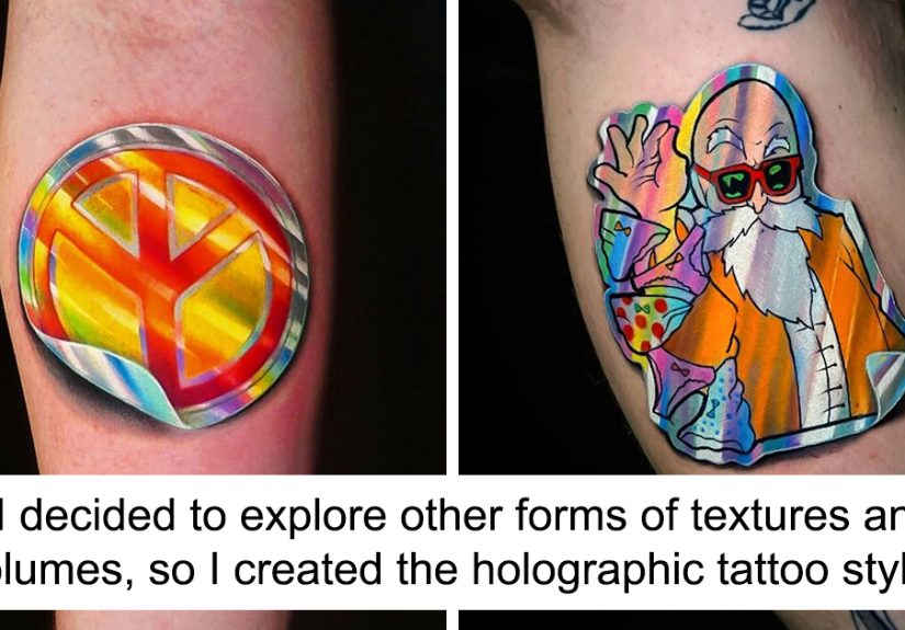 This Brazilian Artist Created 15 Tattoos That Look Like Holographic Stickers