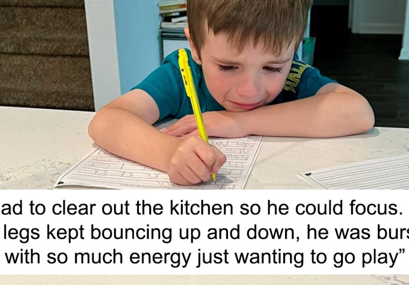 Woman Is Heartbroken After Her 1st Grader Son Spends Hours On Homework On His 2nd Day Of School