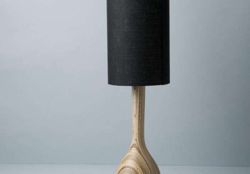 Black Hand Turned Table Lamp