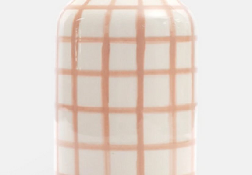 Genie In A Bottle Vase in Nude Gingham