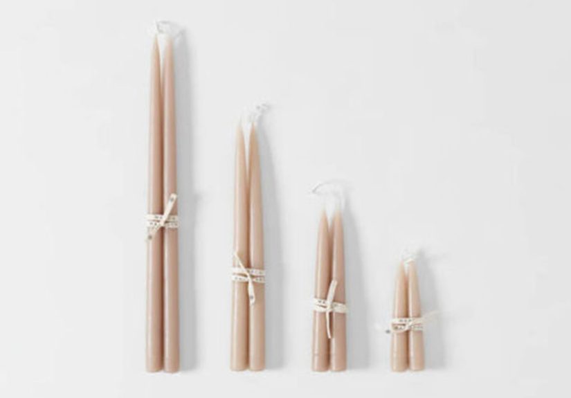 Hand Dipped Taupe Taper Candles
