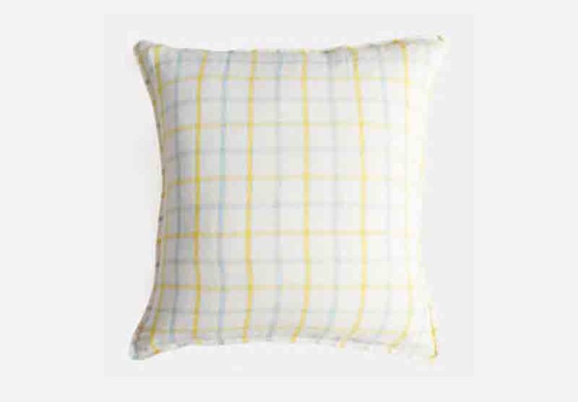 Linge Particulier Linen Euro Pillowcase in Yellow Blue Tile
