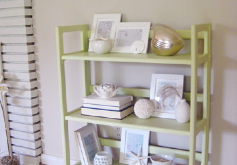 Painting A Wood Bookshelf Soft Green