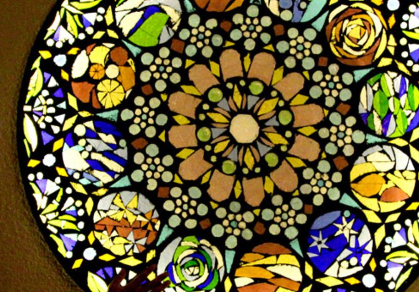 Up-cycle Old Glass Table Top to Stained Glass Mosaic Wall Light
