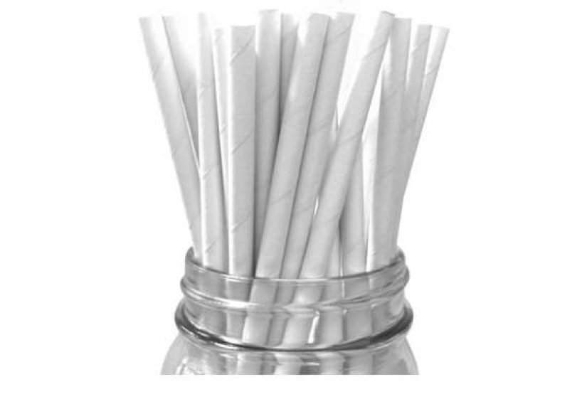 White Solid 25pc Paper Straws