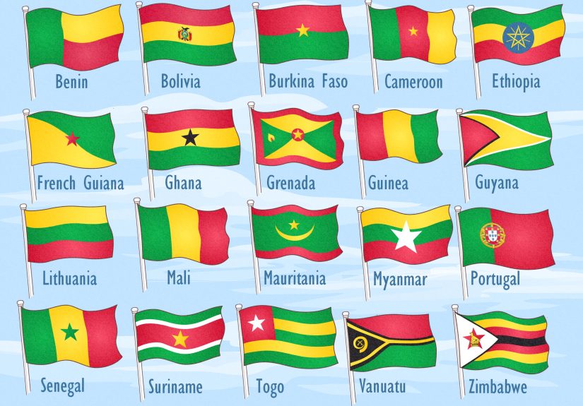 24 Red, Yellow, and Green Flags Used Around the World