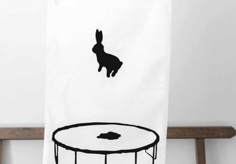 Bouncing Rabbit Tea Towel